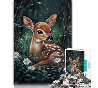 Jigsaws Puzzles 1000 Pieces for Teenagers Gifts Cute Sika Deer Teenager Puzzles,Decompressing Intellectual Educational Toy Birthday Gift (size 38x26cm)