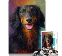 Jigsaws Puzzles 1000 Pieces for Teenagers Gifts Dachshund Oil Painting 1000 Pieces for Teenagers,Stress Reliever Staycation Kill Time Parent-child Interaction (size 75x50cm)