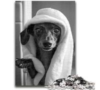 Jigsaws Puzzles 1000 Pieces for Teenagers Gifts Dachshund Taking A Bath Stress Reliever Difficult Challenge Is Ideal As Gifts for The Whole Family 50x75cm
