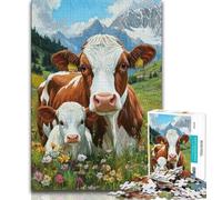 Jigsaws Puzzles 1000 Pieces for Teenagers Gifts Dairy Cow Adult Puzzles,Stress Reliever Difficult Challenge Suitable for Desktop Decoration (size 38x26cm)
