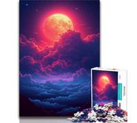 Jigsaws Puzzles 1000 Pieces for Teenagers Gifts Dark Blue And Red Clouds Puzzles,Quiz Game for Is Ideal As A Gift for The Whole Family 38x26cm