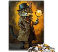 Jigsaws Puzzles 1000 Pieces for Teenagers Gifts Detective Cat for Age 14+ Quiz Game Fun at Home Activities, Birthday Present,Travel Gifts 38x26cm