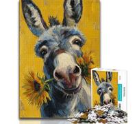 Jigsaws Puzzles 1000 Pieces for Teenagers Gifts Donkey And Sunflower 1000 Piece Puzzle,Suitable for Desktop Decoration for And Age 14 (size 75x50cm)