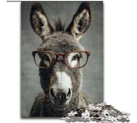 Jigsaws Puzzles 1000 Pieces for Teenagers Gifts Donkey with Glasses, for 14+ Challenging Game As A Gift for The Whole Family And Friends (size 50x75cm)