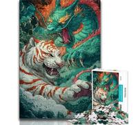 Jigsaws Puzzles 1000 Pieces for Teenagers Gifts Dragon Tiger Fight,Help The Brain Exercise Addictive Toys to Cultivate Patience Artists Collection,Fine Art 75x50cm