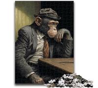 Jigsaws Puzzles 1000 Pieces for Teenagers Gifts Drinking Chimpanzee Learning Educational Toy for Is Ideal As A Gift for The Whole Family 26x38cm
