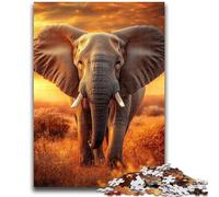 Jigsaws Puzzles 1000 Pieces for Teenagers Gifts Elephants at Sunset 1000 Piece Jigsaw,Unique Birthday And Gifts for Age 14 Years Up (38x26cm)