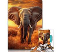 Jigsaws Puzzles 1000 Pieces for Teenagers Gifts Elephants at Sunset,Toys Educational Games Stress Relieving Unique Home Decor And Gifts 50x75cm