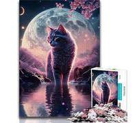 Jigsaws Puzzles 1000 Pieces for Teenagers Gifts Fairytale Moonlight Cat 1000 Piece Puzzle,Suitable for Desktop Decoration for And Age 14 (size 75x50cm)