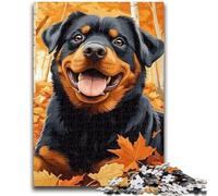 Jigsaws Puzzles 1000 Pieces for Teenagers Gifts Fallen Leaves Rottweiler Teenager Jigsaw,Vibrant And Unique Design Relaxing & Challenging Puzzle Experience (50x75cm)