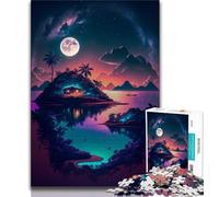 Jigsaws Puzzles 1000 Pieces for Teenagers Gifts Fantasy Island Puzzles,Quiz Game for Is Ideal As A Gift for The Whole Family 38x26cm