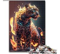 Jigsaws Puzzles 1000 Pieces for Teenagers Gifts Fire Flames Fantasy Jaguar, Train Your Brain And Hands Unique Birthday And Gifts for Age 14+ (Size 50x75cm)