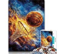 Jigsaws Puzzles 1000 Pieces for Teenagers Gifts Flame Basketball 1000 Pieces for Teenagers,Stress Reliever Staycation Kill Time Parent-child Interaction (size 38x26cm)