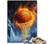 Jigsaws Puzzles 1000 Pieces for Teenagers Gifts Flame Basketball Puzzles for Adults,Fun Games Wall Decoration Unique Birthday And Xmas Gifts (38x26cm)