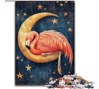 Jigsaws Puzzles 1000 Pieces for Teenagers Gifts Flamingo Sleeping on The Moon,Toys Educational Games Stress Relieving Unique Home Decor And Gifts 50x75cm