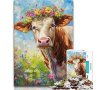 Jigsaws Puzzles 1000 Pieces for Teenagers Gifts Flower Cow Puzzles for Adults,Fun Games Wall Decoration Unique Birthday And Xmas Gifts 38x26cm