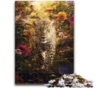 Jigsaws Puzzles 1000 Pieces for Teenagers Gifts Flower Leopard Puzzles,Quiz Game for Is Ideal As A Gift for The Whole Family (26x38cm)