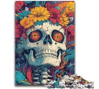 Jigsaws Puzzles 1000 Pieces for Teenagers Gifts Flower Skull Jigsaw,learning Educational for Is Ideal As A Gift for The Whole Family (50x75cm)