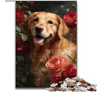 Jigsaws Puzzles 1000 Pieces for Teenagers Gifts Flowers And Golden Retriever, Help The Brain Exercise Addictive Toys to Cultivate Patience Perfect Decoration (Size 26x38cm)