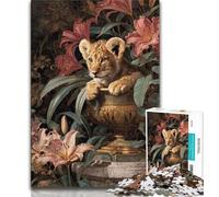 Jigsaws Puzzles 1000 Pieces for Teenagers Gifts Flowers And Leopard Baby,Learning Educational Toys Family Games Educational Game for Birthday,Chrismas (75x50cm)