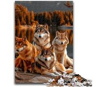 Jigsaws Puzzles 1000 Pieces for Teenagers Gifts Four Wolves Suitable for Ages 14 And Up Family Games Deal As Gifts for The Whole Family 50x75cm