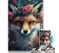 Jigsaws Puzzles 1000 Pieces for Teenagers Gifts Fox Flowers,Educational Games Home Decoration Birthday Present,Gifts,Wall Art 75x50cm