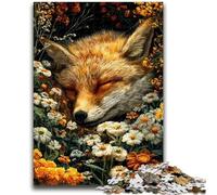 Jigsaws Puzzles 1000 Pieces for Teenagers Gifts Fox Sleeping in The Flowers Family Entertainment Toys Educational Game for Birthday, Chrismas for Ages 14+ 50x75cm