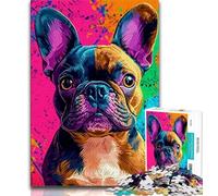 Jigsaws Puzzles 1000 Pieces for Teenagers Gifts French Bulldog Oil Painting Puzzles,Game Toys Every Piece Is Unique - Challenging Family Fun Game (size 38x26cm)