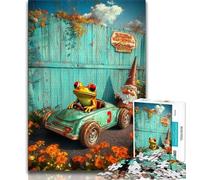 Jigsaws Puzzles 1000 Pieces for Teenagers Gifts Frog Driving A Car Teenager Puzzles,Decompressing Intellectual Educational Toy Birthday Gift (size 75x50cm)