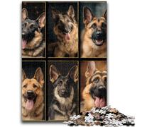 Jigsaws Puzzles 1000 Pieces for Teenagers Gifts German Shepherd Collage Suitable for Ages 14 And Up Family Games Deal As Gifts for The Whole Family 26x38cm