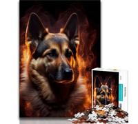 Jigsaws Puzzles 1000 Pieces for Teenagers Gifts German Shepherd Fire 1000 Pieces for Adults,Decompressing Intellectual Educational Toy Perfect Decoration (size 38x26cm)