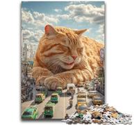 Jigsaws Puzzles 1000 Pieces for Teenagers Gifts Giant Orange Cat Teenager Jigsaw,Stress Reliever Staycation Kill Time Home Decoration Toys (38x26cm)