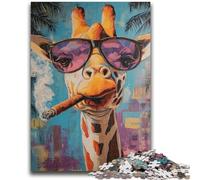 Jigsaws Puzzles 1000 Pieces for Teenagers Gifts Giraffe Smoking Adult Puzzles,Toys Educational Games Stress Relieving Unique Birthday And Gifts (75x50cm)