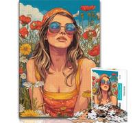 Jigsaws Puzzles 1000 Pieces for Teenagers Gifts Girl in Wildflowers Summer,Toys Educational Games Stress Relieving Unique Home Decor And Gifts 75x50cm