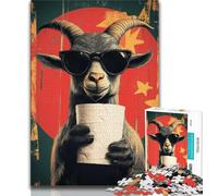 Jigsaws Puzzles 1000 Pieces for Teenagers Gifts Goat Playing with Toilet Paper 1000 Piece Puzzle,family Fun Games Is Ideal As A Gift for The Whole Family (size 75x50cm)