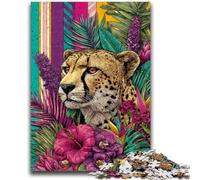 Jigsaws Puzzles 1000 Pieces for Teenagers Gifts Golden Leopard in The Flowers Family Entertainment Toys Educational Game for Birthday, Chrismas for Ages 14+ 50x75cm