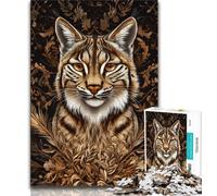 Jigsaws Puzzles 1000 Pieces for Teenagers Gifts Golden Lynx,Toys Educational Games Stress Relieving Unique Home Decor And Gifts (75x50cm)