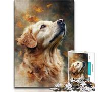 Jigsaws Puzzles 1000 Pieces for Teenagers Gifts Golden Retriever And Fallen Leaves 1000 Piece Puzzle,family Fun Games Is Ideal As A Gift for The Whole Family (size 38x26cm)