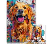 Jigsaws Puzzles 1000 Pieces for Teenagers Gifts Golden Retriever Oil Painting Teenager Puzzles,Decompressing Intellectual Educational Toy Birthday Gift (size 38x26cm)