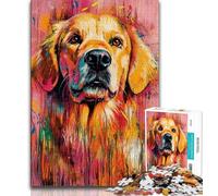 Jigsaws Puzzles 1000 Pieces for Teenagers Gifts Golden Retriever Oil Painting Teenager Puzzles,Decompressing Intellectual Educational Toy Birthday Gift (size 75x50cm)