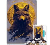 Jigsaws Puzzles 1000 Pieces for Teenagers Gifts Golden Wolf Fox Puzzles for Adults,Fun Present & Activity for Home,Toy for Rainy Days 38x26cm