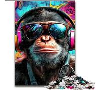 Jigsaws Puzzles 1000 Pieces for Teenagers Gifts Gorilla with Headphones, Learning Educational Is Ideal As A Gift for The Whole Family (Size 26x38cm)