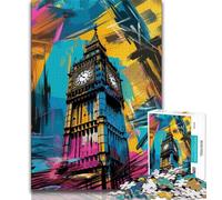 Jigsaws Puzzles 1000 Pieces for Teenagers Gifts Graffiti Big Ben Puzzles for Adults,Fun Games Wall Decoration Unique Birthday And Xmas Gifts 38x26cm