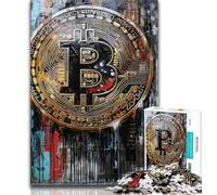 Jigsaws Puzzles 1000 Pieces for Teenagers Gifts Graffiti Bitcoin Teenager Jigsaw,Vibrant And Unique Design Relaxing & Challenging Puzzle Experience 26x38cm