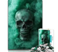 Jigsaws Puzzles 1000 Pieces for Teenagers Gifts Green Smoke Skull,Learning Educational Toys Family Games Educational Game for Birthday,Chrismas (38x26cm)