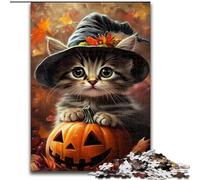 Jigsaws Puzzles 1000 Pieces for Teenagers Gifts Halloween Kitten, Game Toys Every Piece Is Unique - Challenging Family Fun Game for for Age 14 (Size 26x38cm)