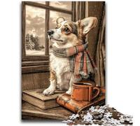 Jigsaws Puzzles 1000 Pieces for Teenagers Gifts Happy Corgi Relax Games Educational Game for Birthday, Chrismas for And Age 14 Years Up 26x38cm