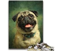 Jigsaws Puzzles 1000 Pieces for Teenagers Gifts Happy Pug Stress Reliever Difficult Challenge Is Ideal As Gifts for The Whole Family 50x75cm