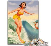 Jigsaws Puzzles 1000 Pieces for Teenagers Gifts Hawaii Surfer Girl Stress Reliever Difficult Challenge Is Ideal As Gifts for The Whole Family (size 38x26cm)
