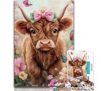 Jigsaws Puzzles 1000 Pieces for Teenagers Gifts Highland Cow Teenager Puzzles,Family Entertainment Toys with Matching Poster And Trivia Sheet (size 38x26cm)